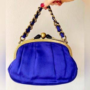 J.Crew Blue silk satchel excellent used condition EUC